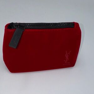 Yves Saint Laurent Beauty Red Velvet Small Cosmetic Bag NWOT